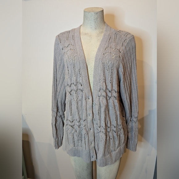 NWT Torrid Women's Grey Sweater Pointelle Cardigan V-Neck Sweater Size 3x - Picture 8 of 15
